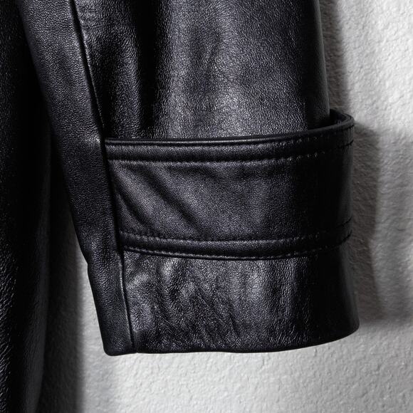 Tibor Leathers Women’s Trench Coat Mob Wife Biker Noir Black Genuine Leather M - Picture 8 of 16